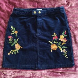 Navy Blue Corduroy Skirt